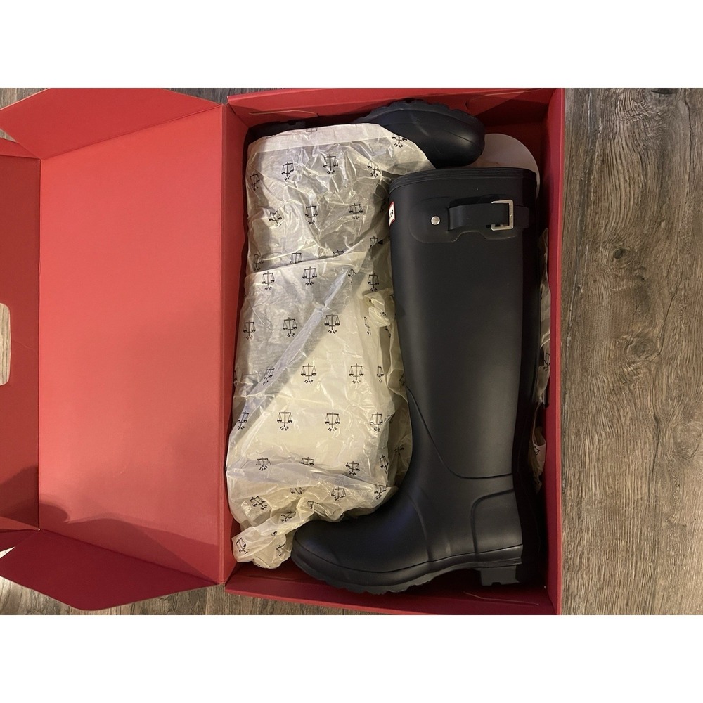 Hunter Original Tall Rain Boots for Women, Size US 7 - Navy Blue New In Box - Picture 7 of 9